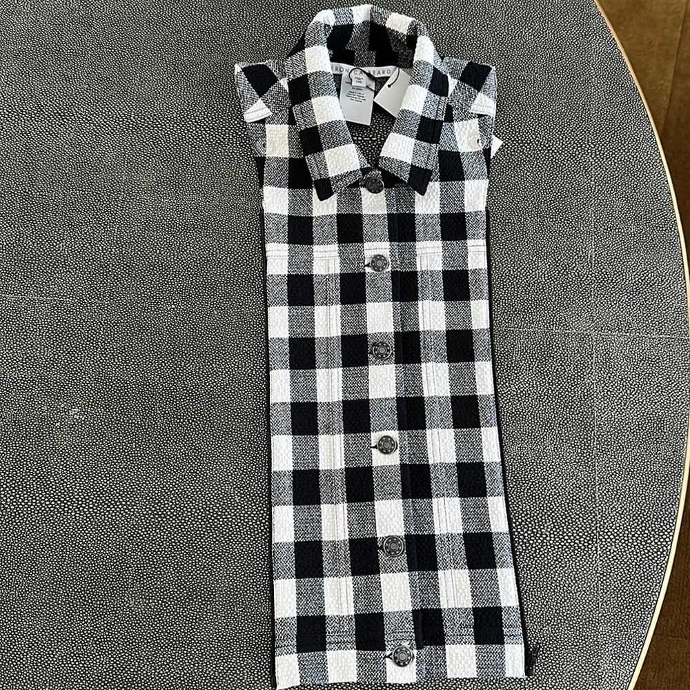 Veronica Beard White and Black Gingham Slate Dickey